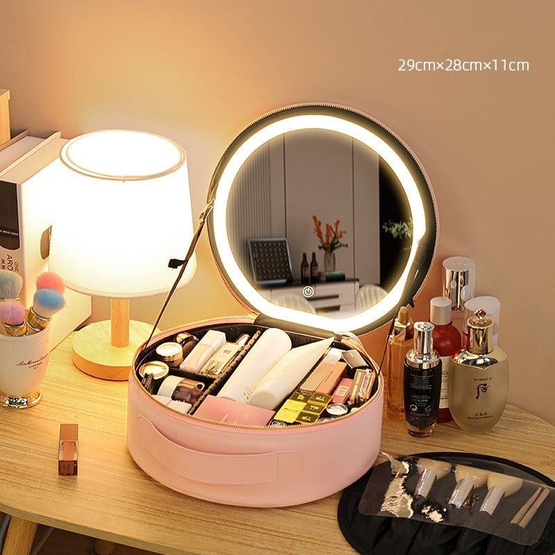 Round Smart LED Makeup Bag