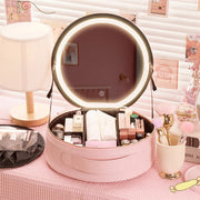 Round Smart LED Makeup Bag