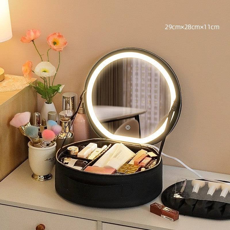 Round Smart LED Makeup Bag
