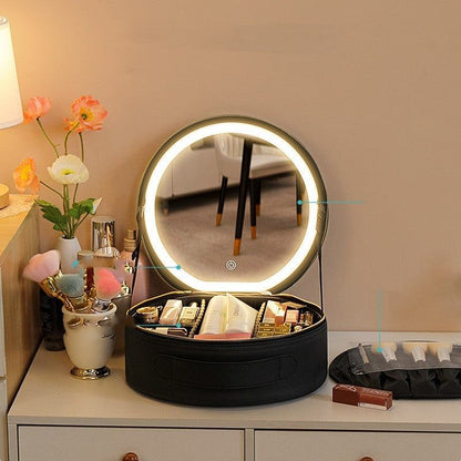 Round Smart LED Makeup Bag